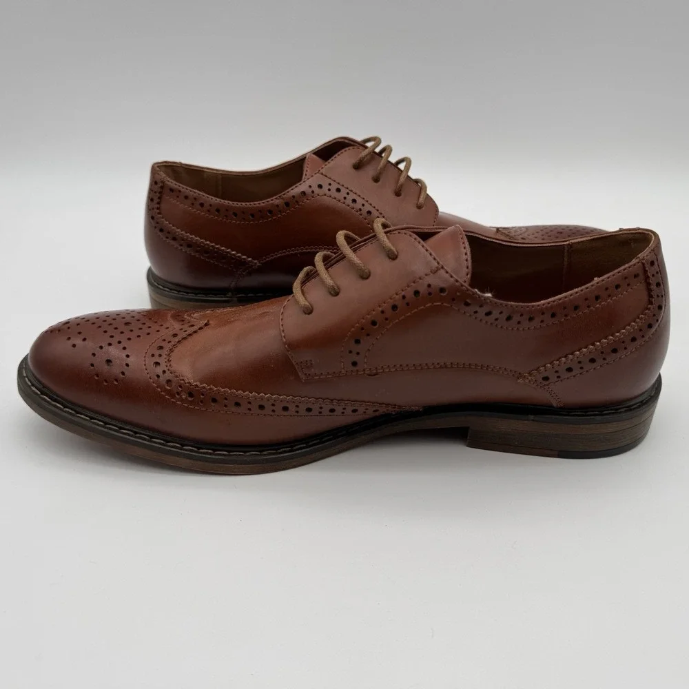 Temeshu Men's US Size 9.5‎ Brown Dress Shoes Casual Oxford Business Formal Shoes